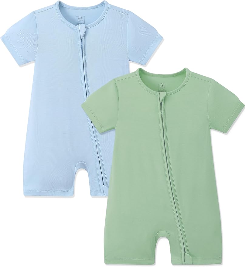 JunNeng Short Sleeve Romper, Rayon from Bamboo Baby Boy Sleeper Jumpsuit by JunNeng