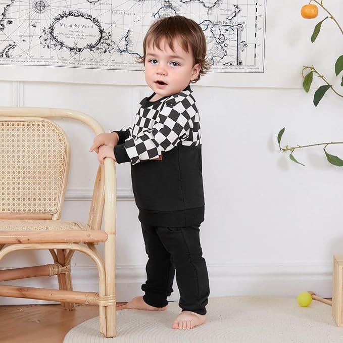 Toddler Baby Boy Fall Outfits Long Sleeve Crew Neck Pullover Sweatshirt + Jogger Pants Set Infant Winter Clothes