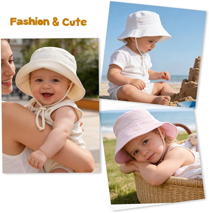 Baby Sun Hat Infant Toddler Summer Cotton Yarn Bucket Hat - Image 7