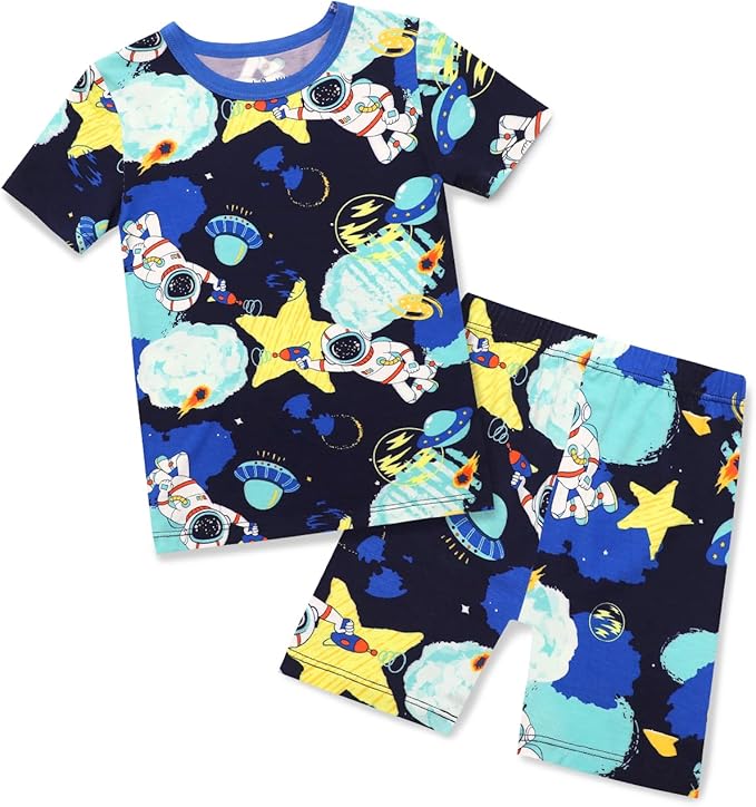 babee Reshinee Bamboo Viscose Toddler Boys Pajamas Set, Short Sleeve Kids by babeeReshinee