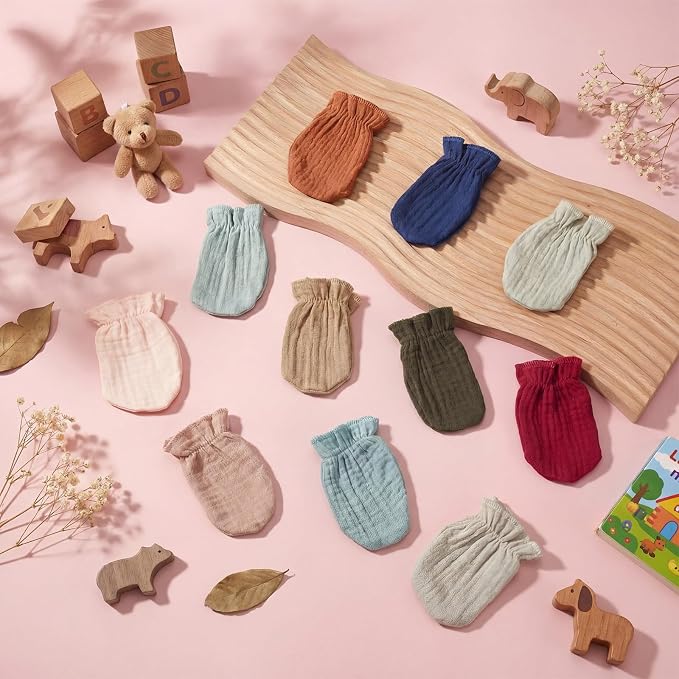 Chicingyou Muslin Baby Mittens for Newborn 100% Cotton No Scratch Boho/Mallard - Image 2