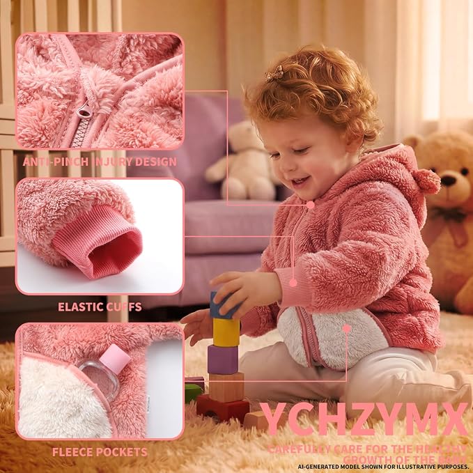 Baby Girl Winter Warm Fleece Jacket Toddler Boy Sherpa Infant Sweater Coat | - Image 4
