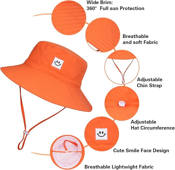 Baby Sun Hat Smile Face UPF 50+ Toddler Bucket Hat - Image 4