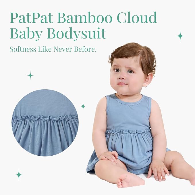 PATPAT Baby Girl Bamboo Viscose 2-Pack Romper & Dress | Color-Coded Snaps - Image 2