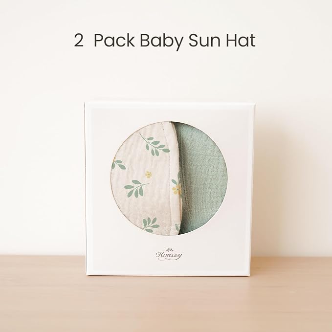 Konssy 2-Pack Muslin Baby Girl Sun Hats - Image 5