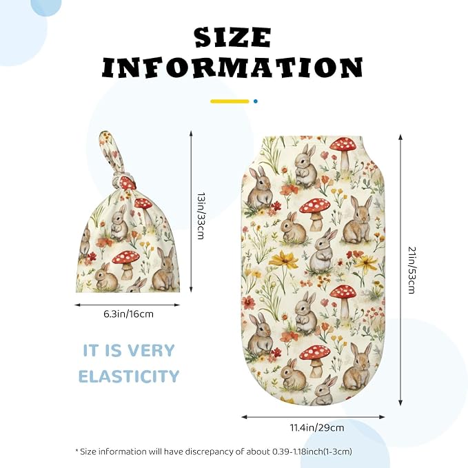 Easter Bunny Mushroom Swaddle Blankets Soft Receiving Blanket Baby Swaddle Wrap - Image 4
