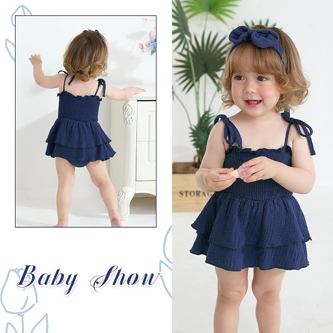 YOUNGER TREE Baby Girl Clothes Infant Summer Romper Dress Sleeveless Bodysuit - Image 3