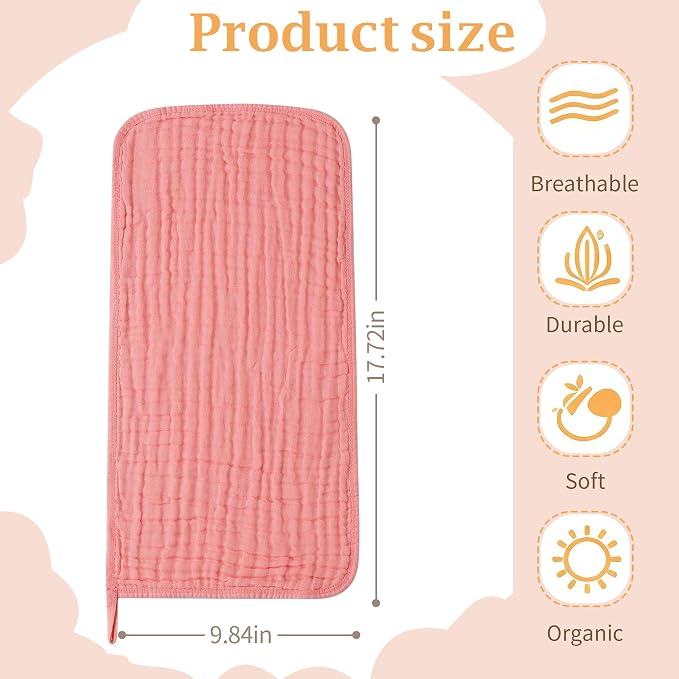 Muslin Burp Cloths 5 Pack Large 20x12 inches Baby Burping Cloths, 6-Layer 100% - Image 2