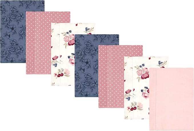 Luvable Friends Hudson Baby Flannel Burp Cloths 7pk, Blush Rose Floral by Luvable+Friends
