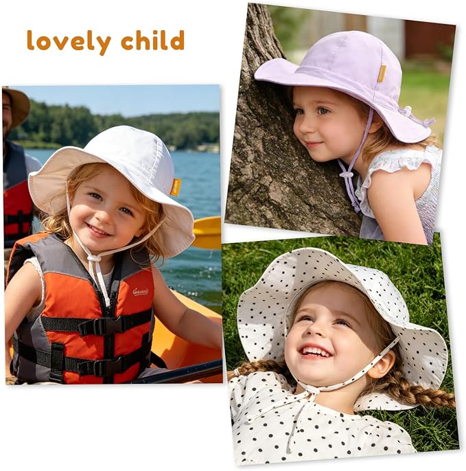 Baby Girl Sun Hat with UPF 50+ Outdoor Adjustable Toddler Beach Hat with Wide - Image 7