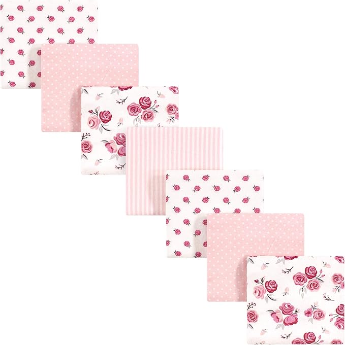 Hudson Baby Unisex Baby Cotton Flannel Receiving Blankets Bundle, Cream Rose by HudsonBaby