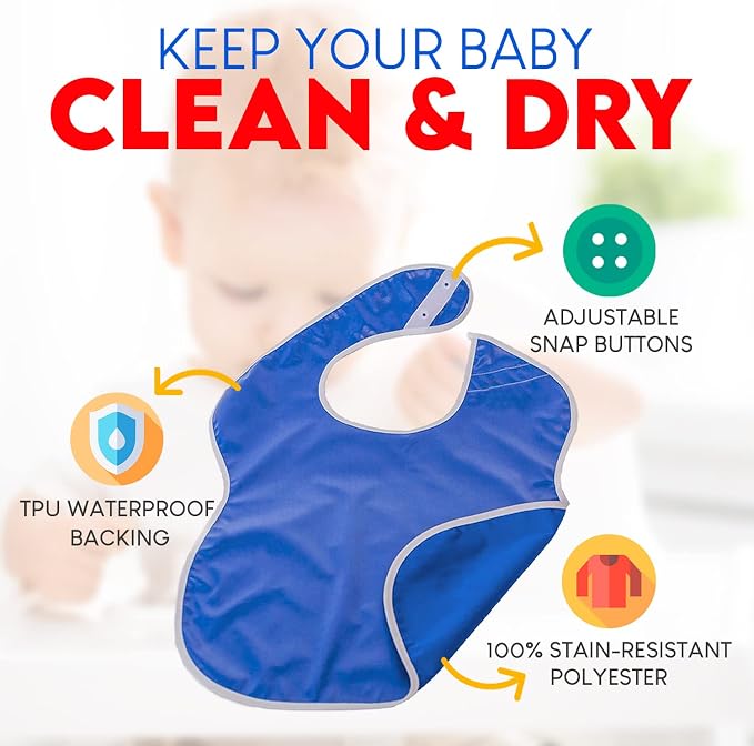 Large Waterproof Baby Bibs for 1-4 years old – Lightweight, Soft & Durable Bibs - Image 2