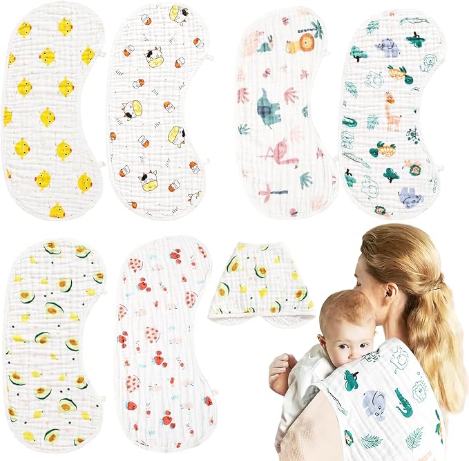 Baby Burp Cloths Muslin Large 22'' by 12'' Burping Cloths by ZIXNEXKOO