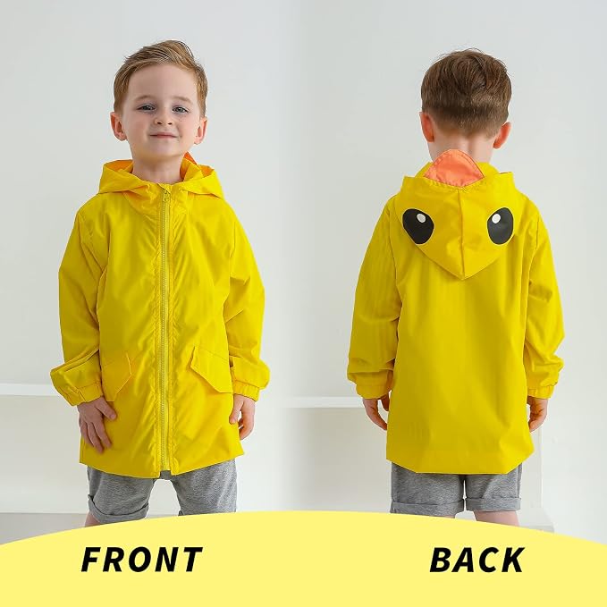 YOUNGER TREE Toddler Baby Boy Girl Duck Raincoat Cute Cartoon Hoodie Zipper - Image 3