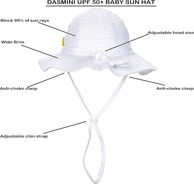 Baby & Toddler Wide Brim Sun Hats UPF 50+ Sun Protection Bucket Cap Cute - Image 2