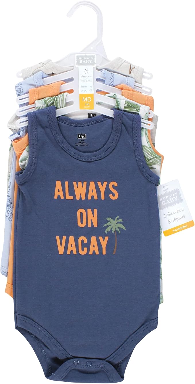 Hudson Baby Unisex Baby Cotton Sleeveless Bodysuits - Image 2