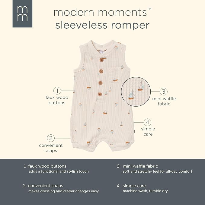 Modern Moments by Gerber Baby Boys' Sleeveless Romper - Image 5