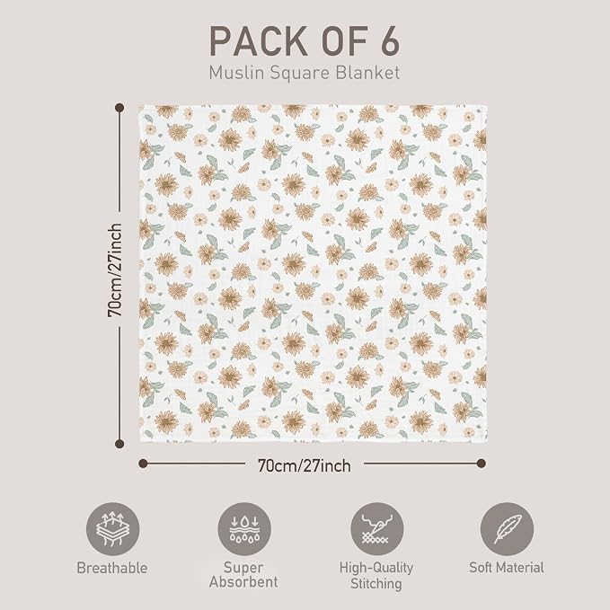 GLLQUEN BABY Receiving Blankets Muslin Swaddle Blanket - Image 4