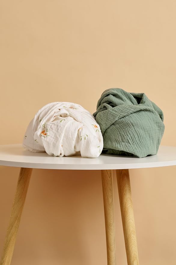 Meracorallo Muslin Swaddle Blanket, 100% Cotton, Roman Green | Soft Breathable - Image 8