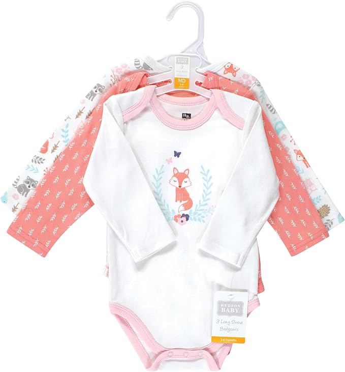 Hudson Baby Baby Girls' Cotton Long-sleeve Bodysuits 3-pack - Image 2