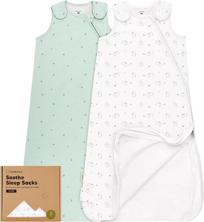 2-Pack Organic Baby Sleep Sacks, 100% Cotton 0.5TOG by KeaBabies