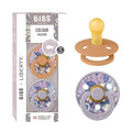 BIBS Colour Liberty Soother 2-Pack, BPA Free Dummy Pacifier, Round Nipple. Natural Rubber Latex, Made in Denmark, Size 1 (0-6 Months), June Blossom Pumpkin Mix