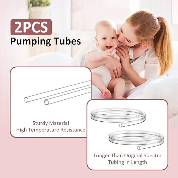 Pump Parts Compatible with Spectra S1/S2/9Plus Breastpump, Full Set Replacement Parts for Spectra Include 24mm Flange,Duckbill Valve,Backflow Protector,Tube,Bottle, Not Original Spectra S2 Accessories