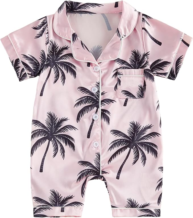 Kuriozud Baby Girl Boy Romper Pajamas Onesie Short Sleeve Button Down Pjs by Kuriozud