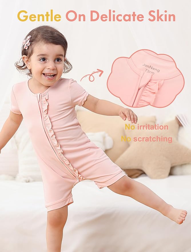 JunNeng Viscose from Bamboo Baby Sleeper, Short Sleeve Romper Jumpsuit | 2 Way - Image 3