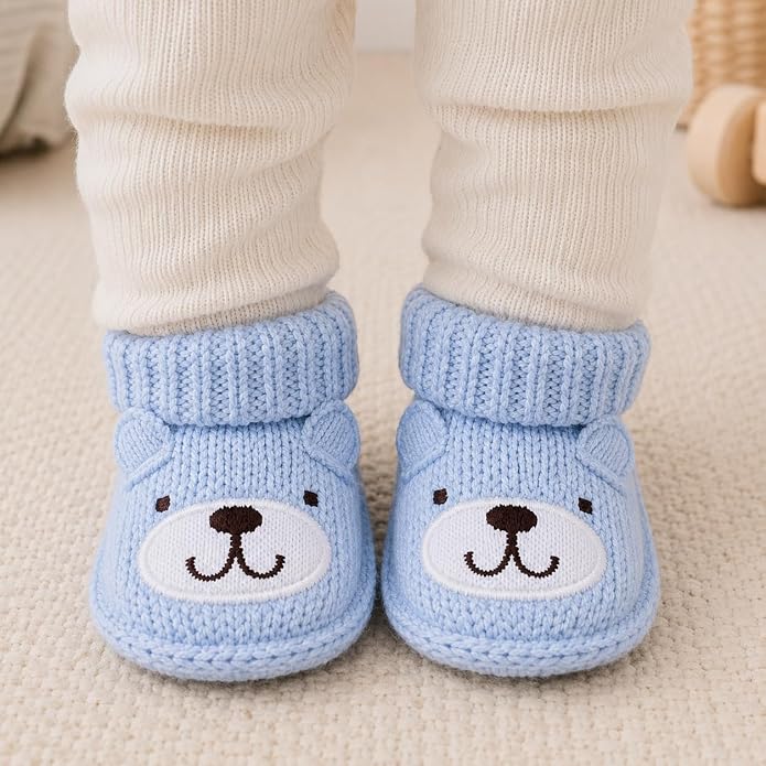 2 Pairs Baby Booties Newborn First Walkers Cozy Shoes Warm Knit Soft Booties - Image 3