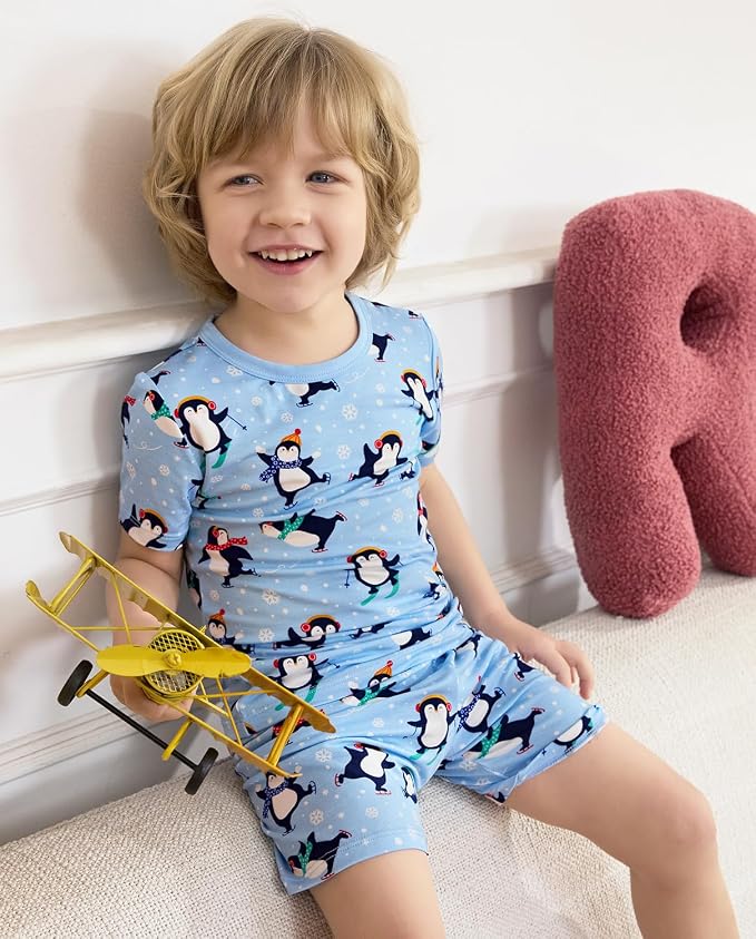 babee Reshinee Bamboo Viscose Toddler Boys Pajamas Set, Short Sleeve Kids - Image 5