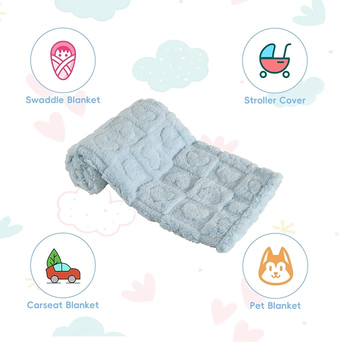 5 Pcs Baby Blanket Heart Checkered Ultra Soft Gift-Ready Plush - Image 3