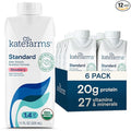 KATE FARMS Organic 1.4 High Calorie Nutrition Shake, Strawberry, 20g Protein, 27 Vitamins and Minerals, Meal Replacement, 11 oz (6 Pack)
