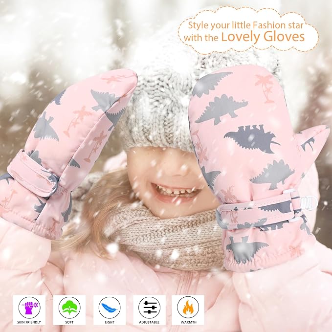 Fleece Lined Mittens for Baby Boys Girls, Baby Toddler Little Kids Winter Warm - Image 2