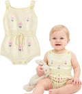 Simplee kids Baby Girl Romper, Sleeveless Pompoms Square Neck | Soft Breathable by Simpleekids