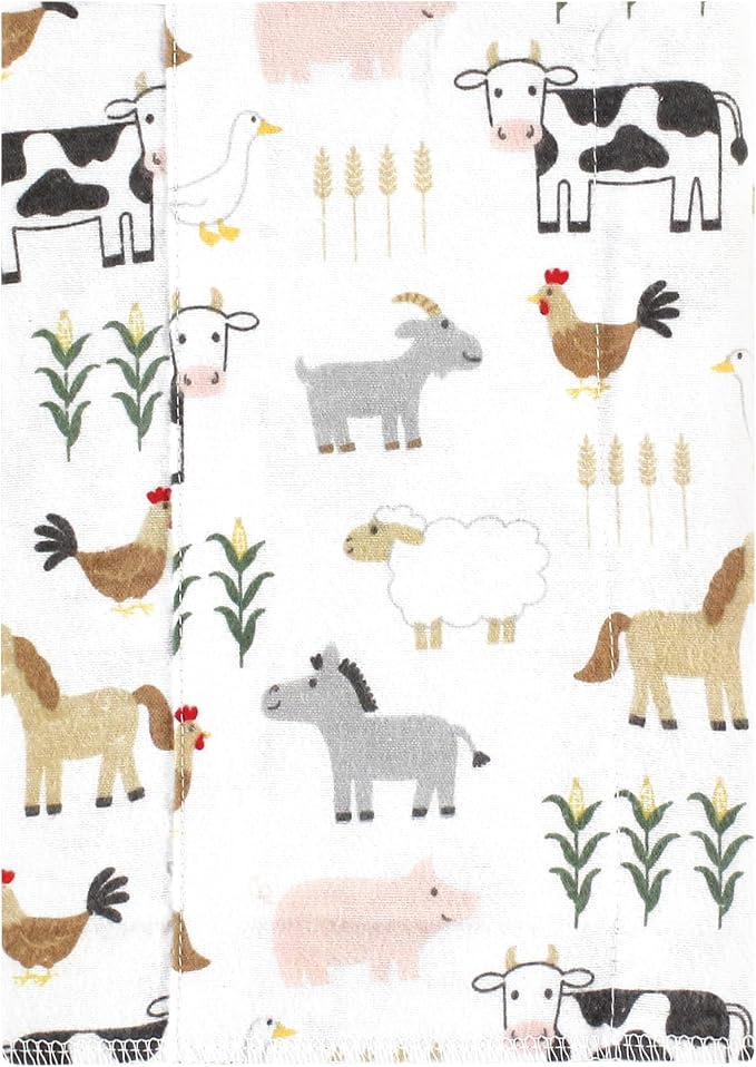 Luvable Friends Hudson Baby Flannel Burp Cloths 7pk, Pastoral Farm - Image 2