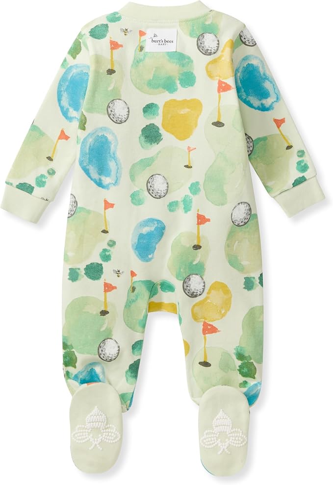 Burt's Bees Baby Boys' Organic Cotton, Sleep and Play Footed Pajamas | Easy zip - Image 2