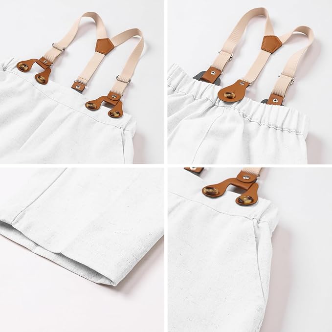 SANGTREE Boys Cotton Linen Suit Formal Set Baby Clothes Boy Gentleman Wedding Ring Bearer Outfits, 3 Months - 9 Years