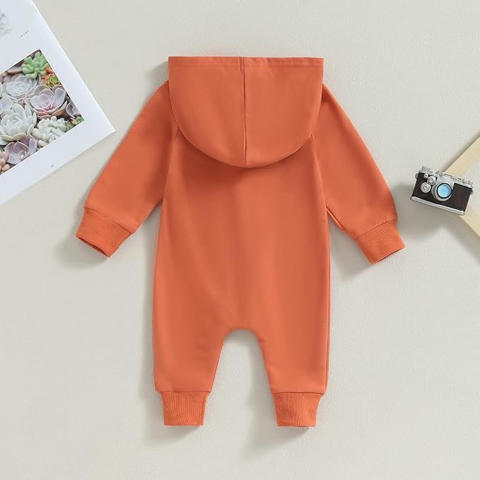 Infant Baby Boy Girl Clothes Solid Hoodie Romper Zip Up Long Sleeve Hooded - Image 3