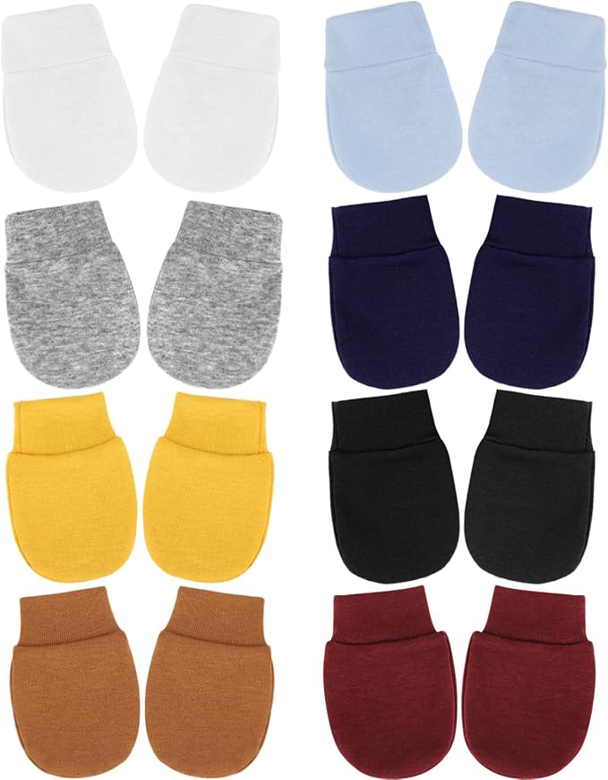 BQUBO Newborn Infant Toddler Mittens No Scratch Cotton Elastic Wrist Gloves by DRESHOW