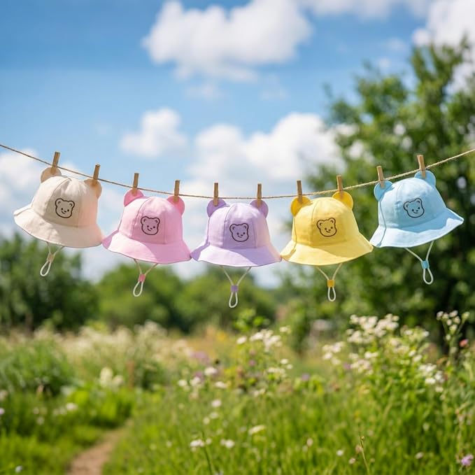 Baby Sun Hat with Bear Ear for Boys Girls, Cute Toddler Summer Bucket Hats - Image 7