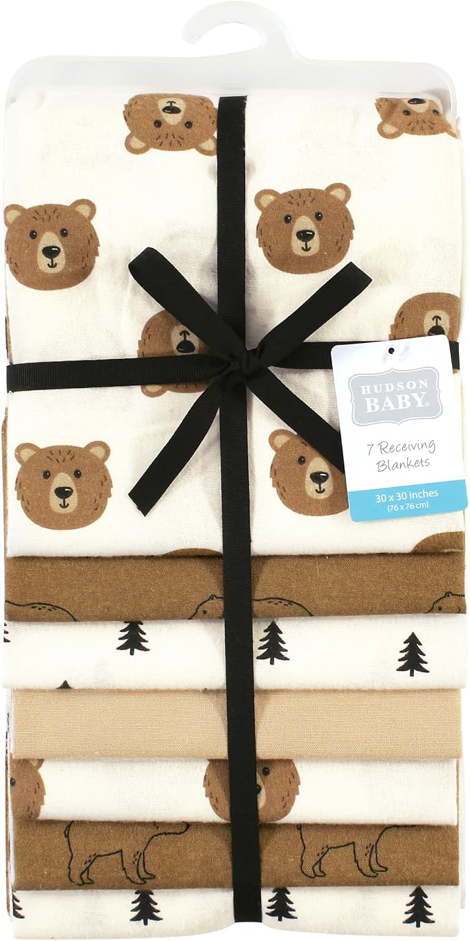 Hudson Baby Unisex Baby Cotton Poly Flannel Receiving Blankets Bundle, One Size - Image 2