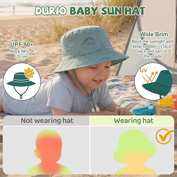 Durio Baby Sun Hat UPF50+ Wide Brim Bucket Hats - Image 2