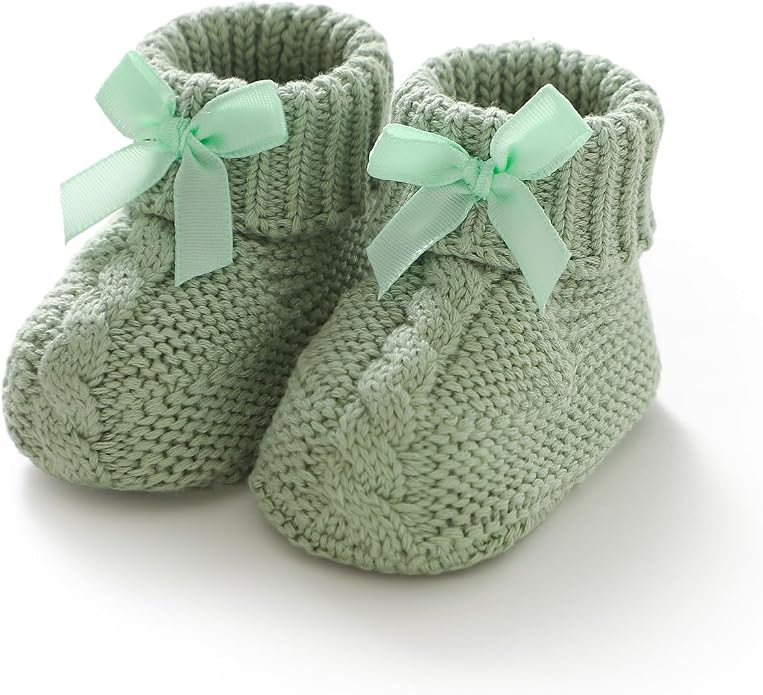 Baby Booties Newborn 100% Cotton Cozy Knit First Shoes | Soft Cute Shower Gift by DovFanny