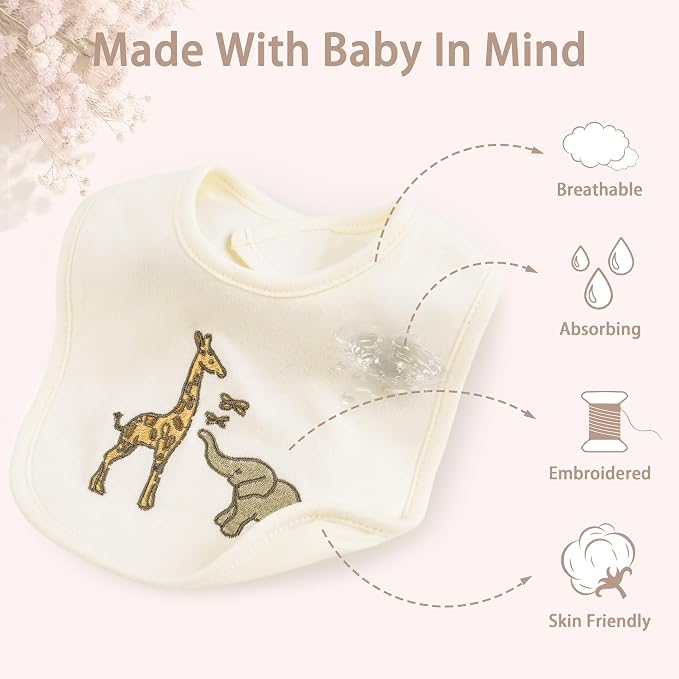 6 Pack Baby Bibs for Drooling and Teething Soft Cotton Absorbent - Image 3