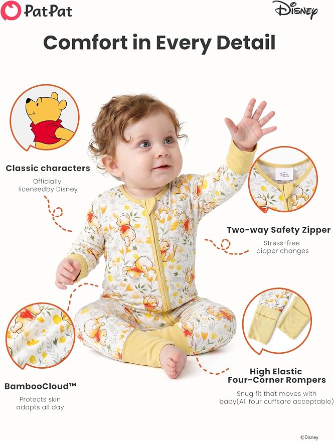Disney Baby Viscose Made from Bamboo 2-Way Zipper Footie Outfit NB to Inf - Image 6