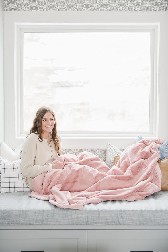 Saranoni Oversized Blanket Plush Soft Luxury Adult Blanket Pink XL 60x80 | - Image 9