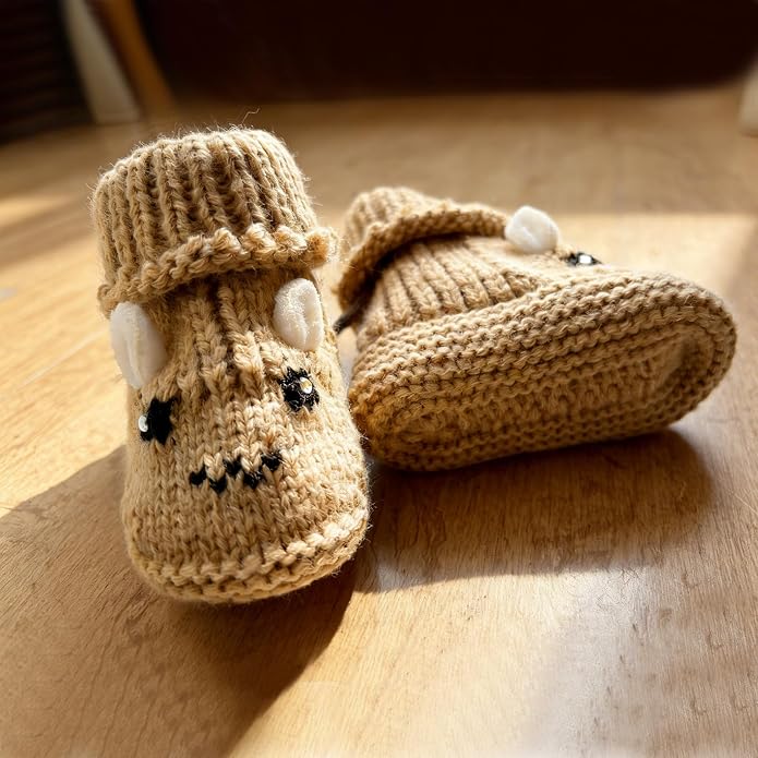 2 Pairs Baby Booties Newborn Baby Hand Crochet Knit Boots Infant Soft Cozy Warm - Image 3