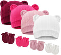 BQUBO Newborn Baby Hats Bear Ears and Mittens Sets Preemie Caps Baby Boy Girl by DRESHOW