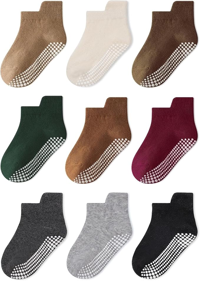 Non-slip Toddler Ankle Cotton Grip Socks Unisex 6M-5T by Bearbay
